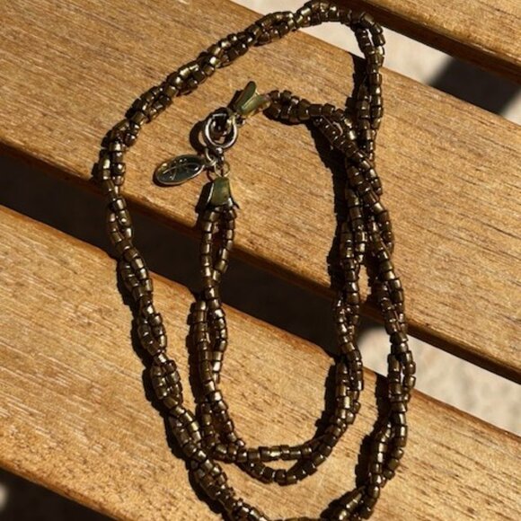 Diane Von Furstenberg DVF 2-Strand Copper Metallic Beaded NECKLACE/CHOKER - Picture 7 of 10